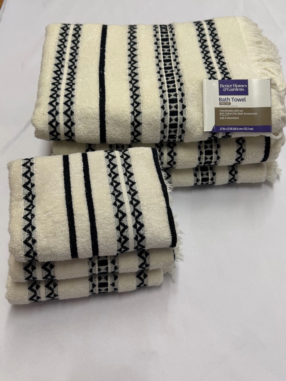 Better Homes And Gardens Striped Geometric Bath Towels - Picture 2 of 5